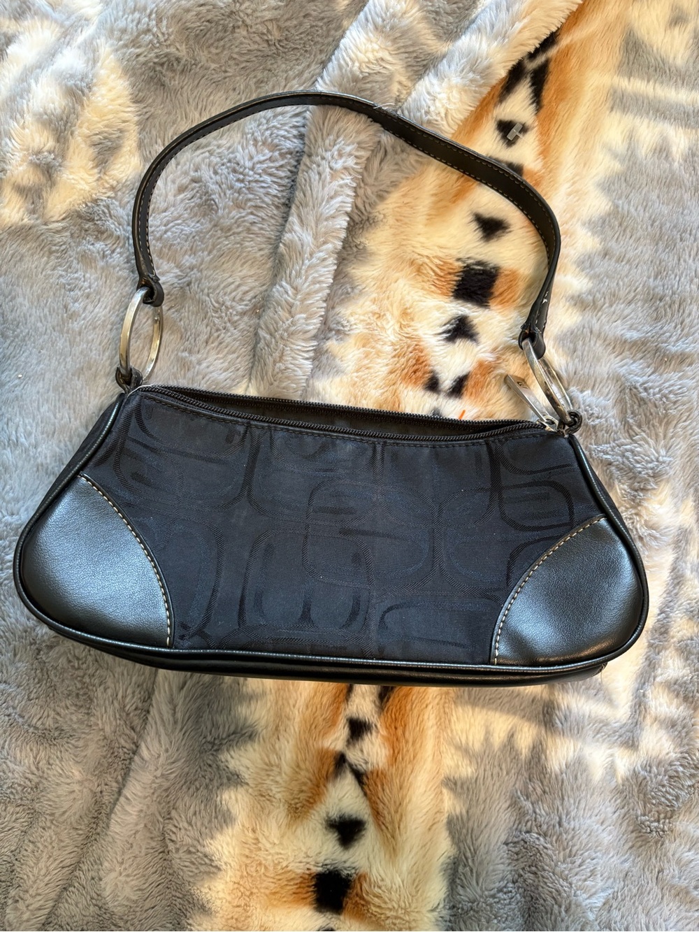 Express Black Shoulder Bag with Leather Trim